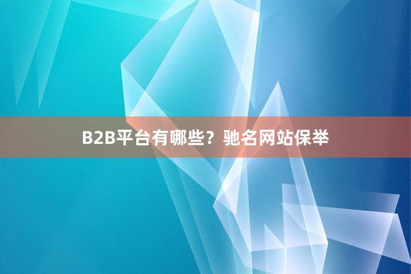 B2B平台有哪些？驰名网站保举